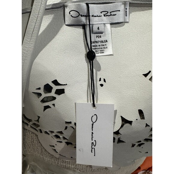 $3000 NEW Oscar de la Renta Leather Laser Cut Top Katy Perry White 2 4 6 Halter - Picture 4 of 7